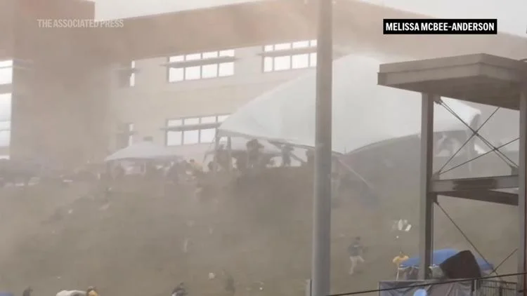 WATCH: Strong wind at NCAA baseball tournament in West...