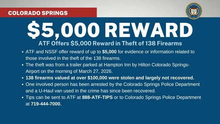 Reward offered after 138 firearms stolen from trailer