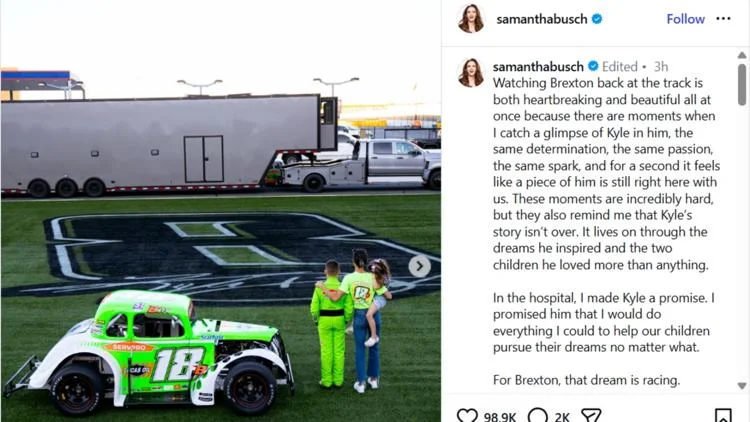 'We race on': Samantha Busch shares post about son's...